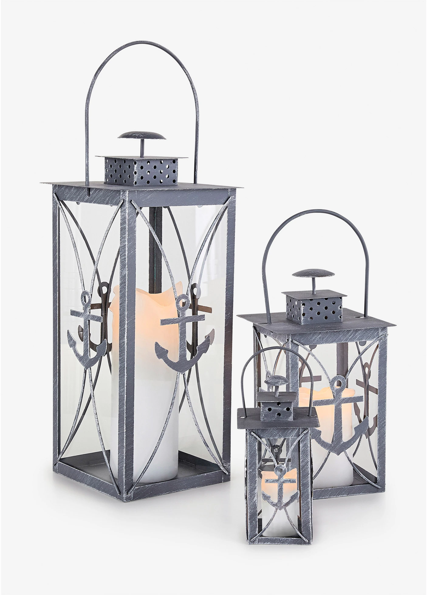 Lanternă design "ancoră" (3buc.) • gri • magazin bonprix