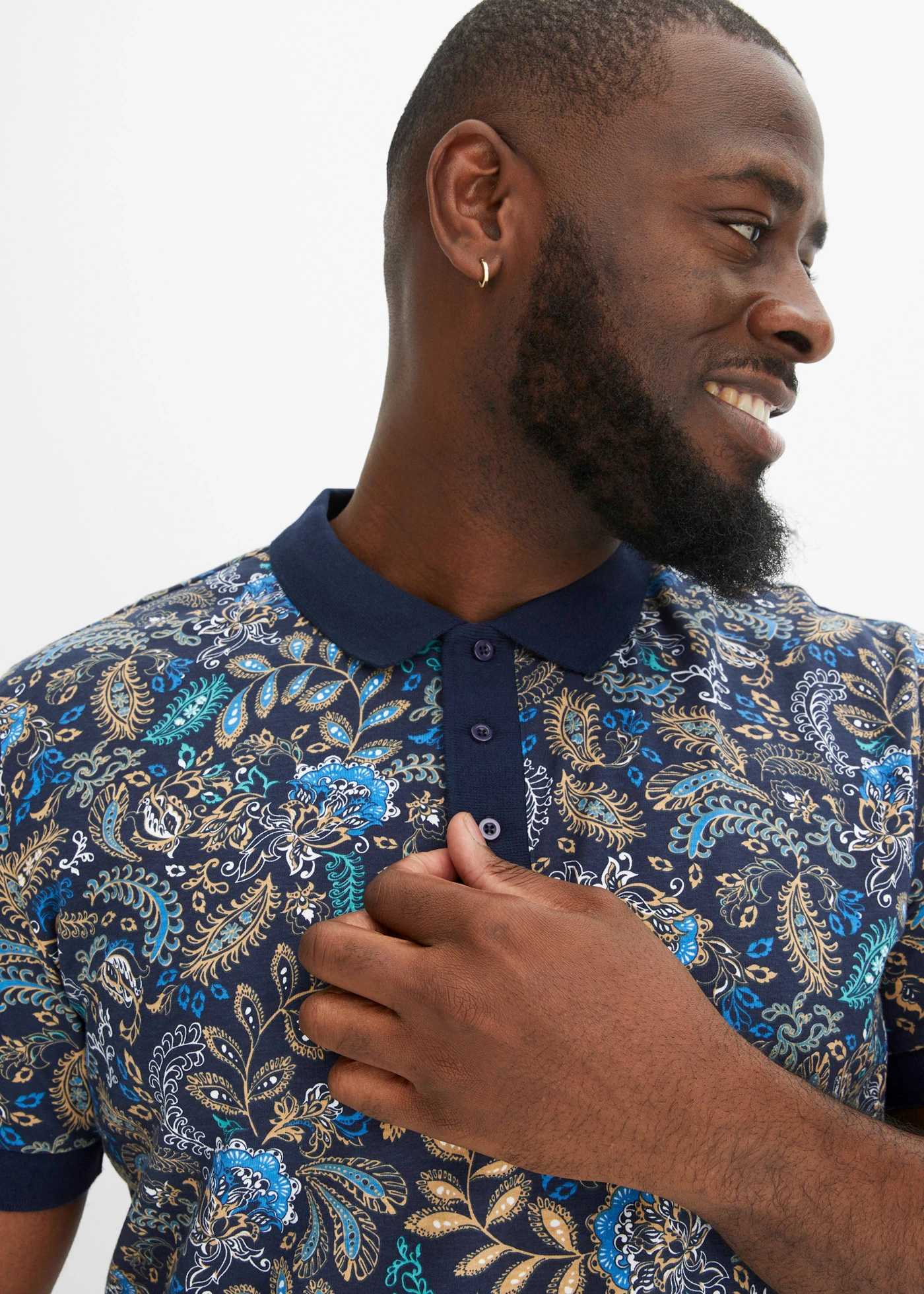 Triko pólo z organické bavlny, krátký rukáv • tmavě modrá s potiskem • bonprix obchod