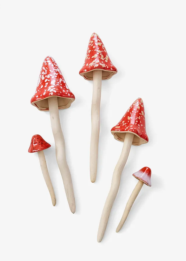 Tuinstekers vliegenzwam (5-dlg. set), Kleur: rood-wit