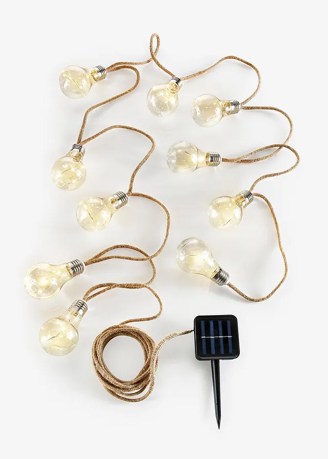 Guirlande lumineuse solaire avec boules, Couleur: marron clair