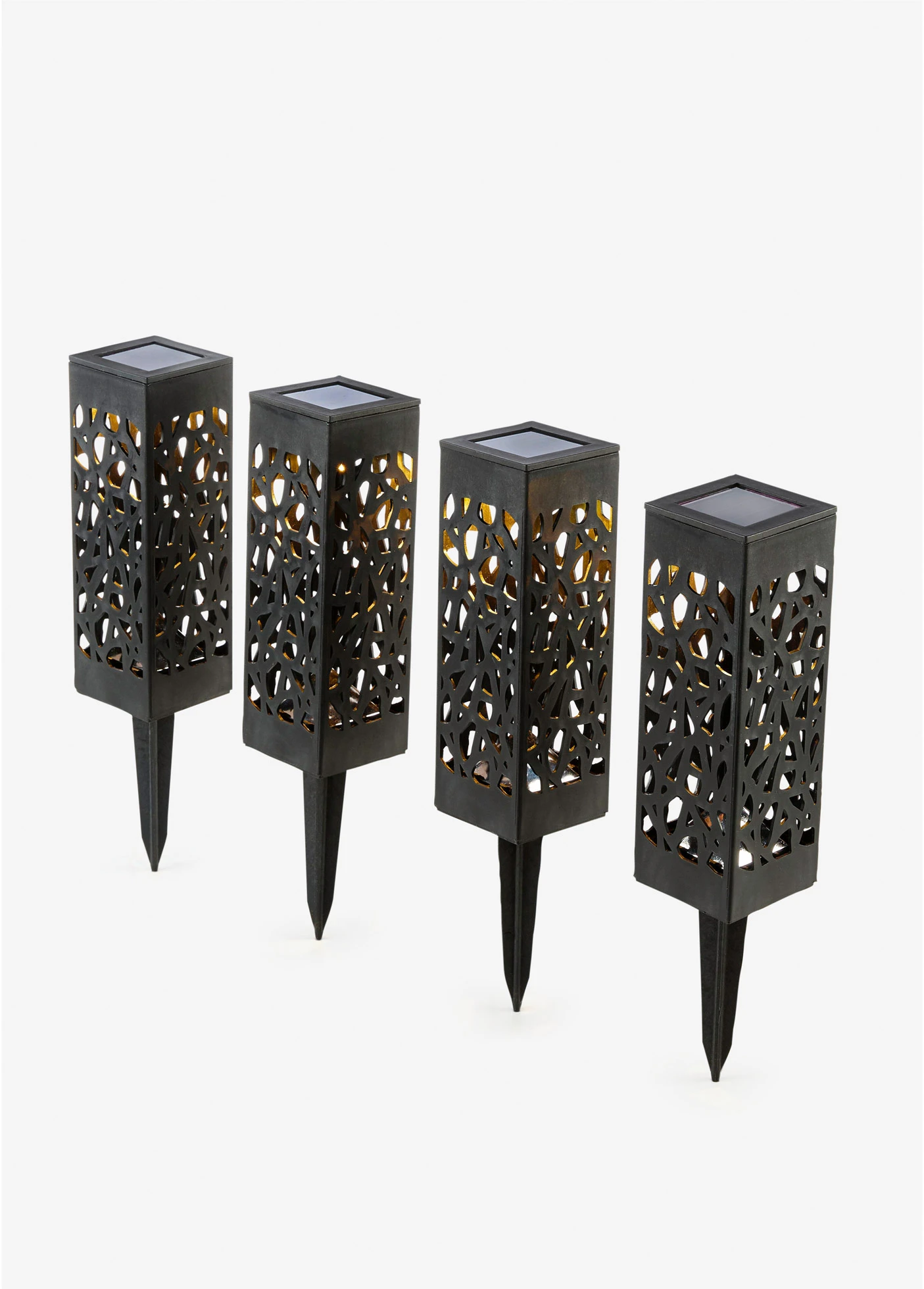 Ozdoba ogrodowa  solarna LED Ornamenty, wbijana w ziemię (4 części) • czarny • sklep bonprix