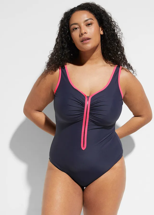 Maillot 1 pièce sculptant avec effet sculptant léger, Couleur: bleu/magenta