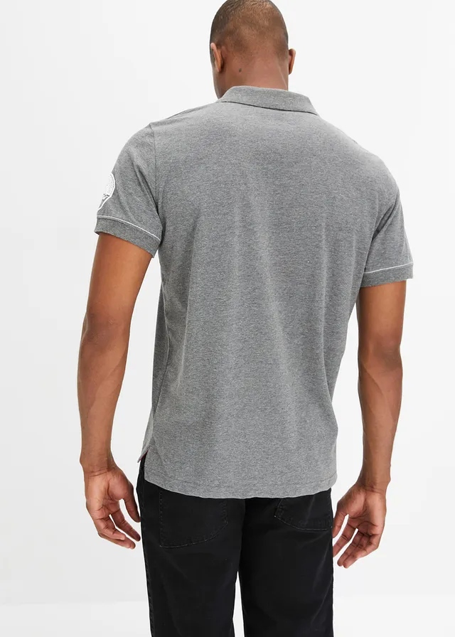 Polo en jersey • gris chiné imprimé • product-page.page-title-suffix