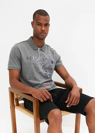 Polo en jersey • gris chiné • Boutique bonprix