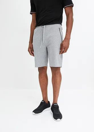 Sweat bermuda met praktische ritszakken • lichtgrijs gemêleerd • bonprix online shop