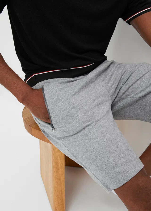 Bermuda sweat avec poches latérales zippées • gris clair chiné • product-page.page-title-suffix