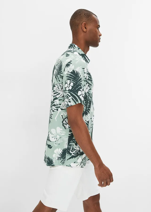 Overhemd met korte mouwen van viscose • pastelgroen gebloemd • product-page.page-title-suffix
