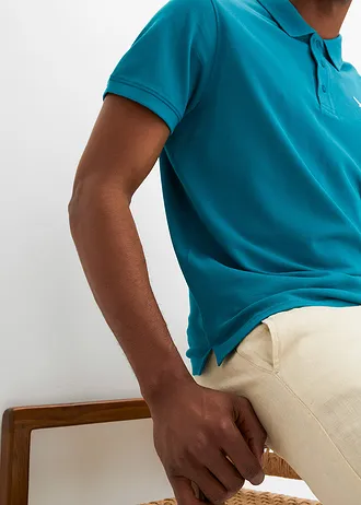 Koszulka polo z czystej bawełny organicznej (2 szt.) • kobaltowy turkusowy - czarny • sklep bonprix