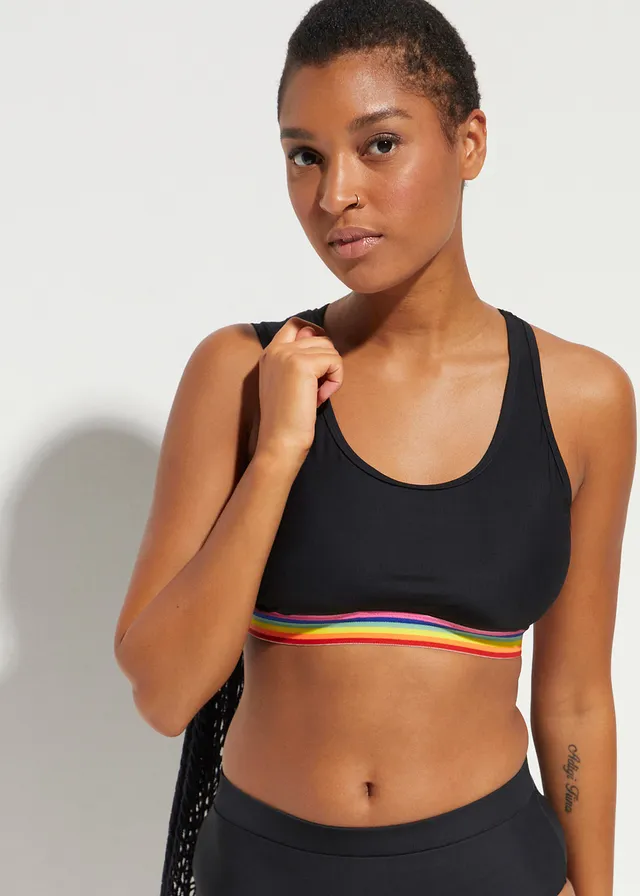 Haut de maillot brassière, maintien léger, Couleur: noir
