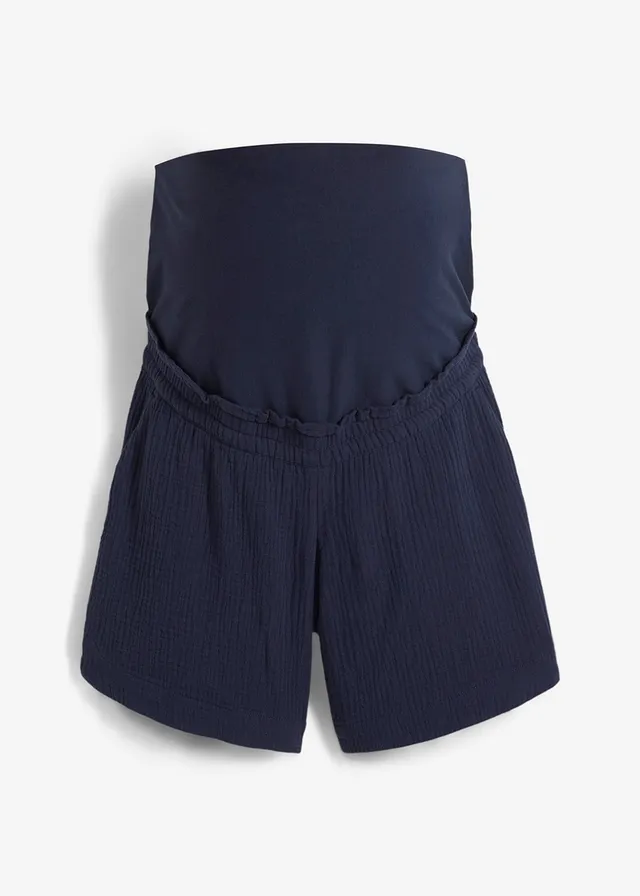 Pantaloni scurți de gravide din muselină de bumbac