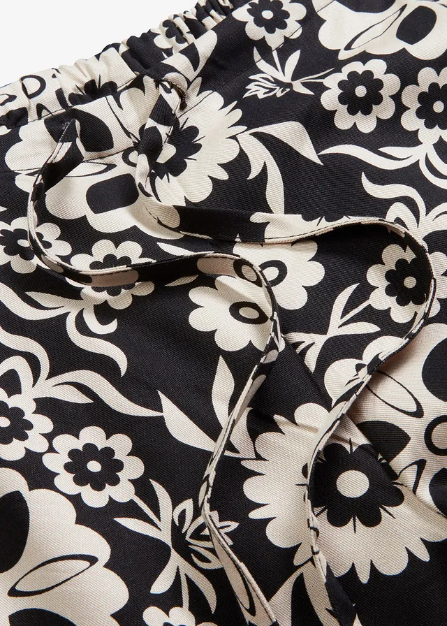 Gedessineerde viscose broek met steekzakken opzij • zwart-kiezelgrijs • product-page.page-title-suffix