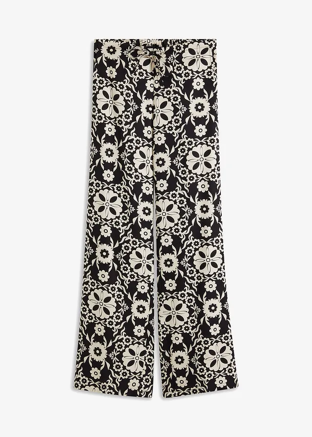 Gedessineerde viscose broek met steekzakken opzij