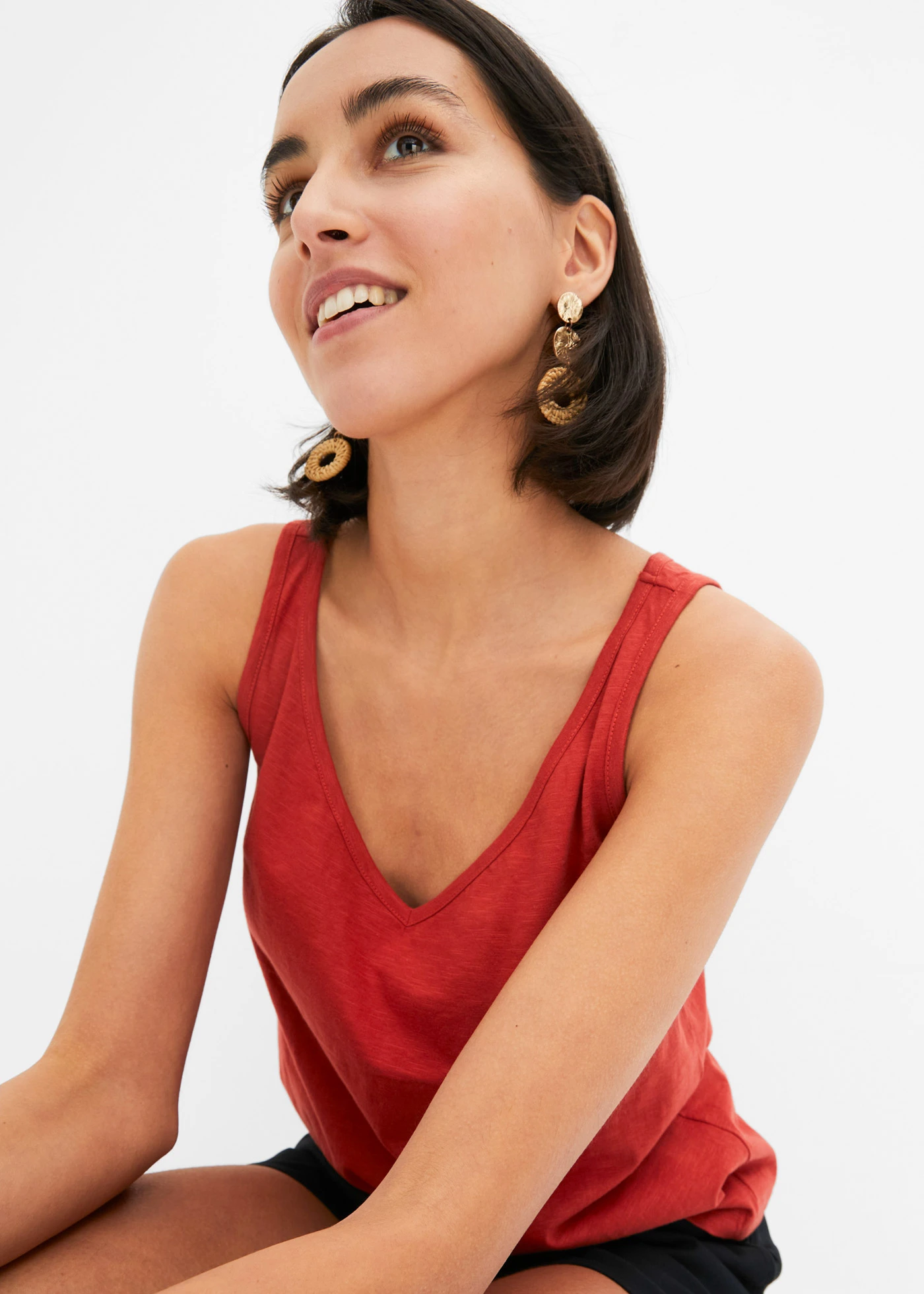 Top z organické bavlny • karmínově červená • bonprix obchod