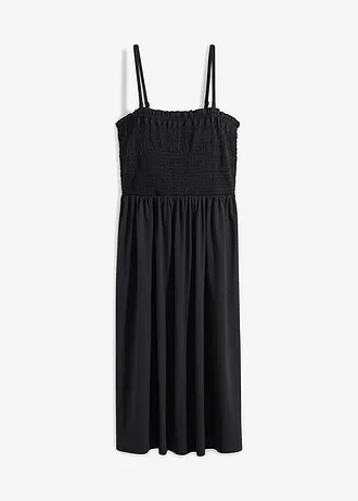 Krepové šaty se žabičkovanými detaily