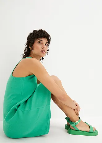 Žebrované šaty z bavlněné směsi • jadeově zelená • bonprix obchod