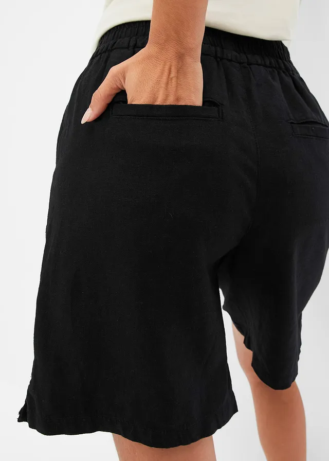 Short en lin mélangé avec taille élastiquée • noir • product-page.page-title-suffix
