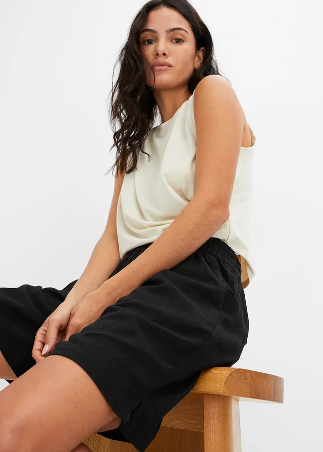 Short en lin mélangé avec taille élastiquée • noir • product-page.page-title-suffix