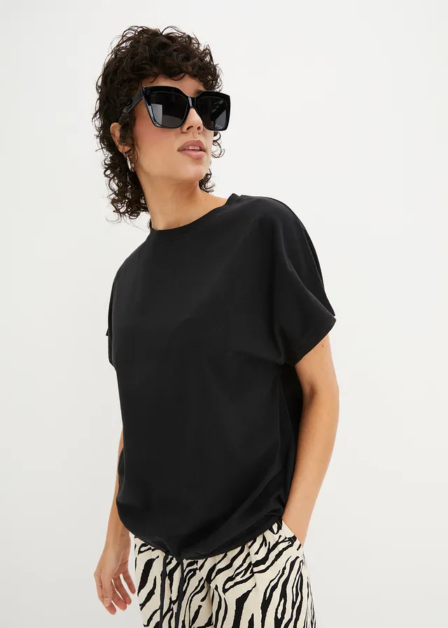 T-shirt avec détail noué à la base • noir • product-page.page-title-suffix