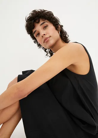 Krátké žerzejové šaty do linie A, bez rukávů • černá • bonprix obchod