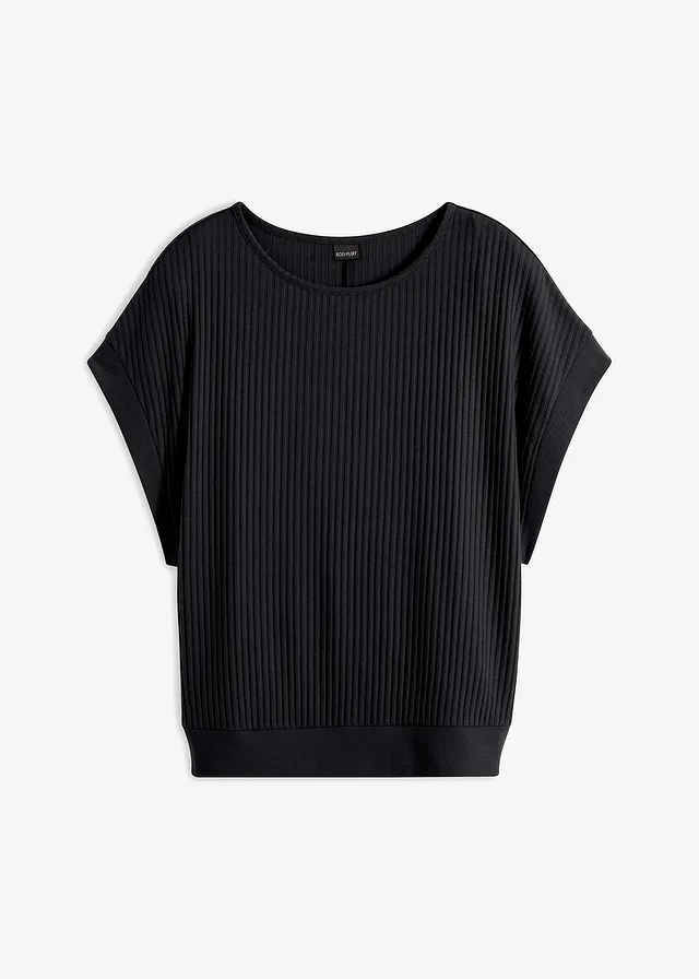 T-shirt avec manches chauve-souris et côtes