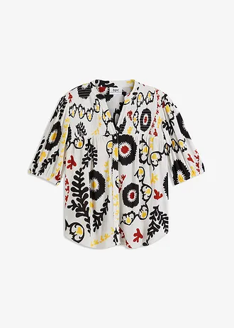 Crinkle blouse met smokwerk