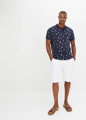 Chino bermuda van puur katoen, regular fit, Kleur: wit