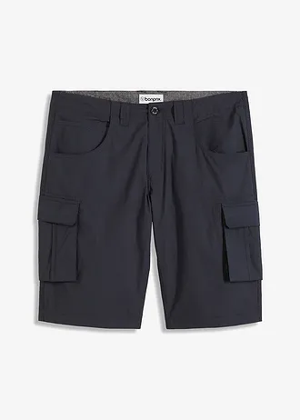 Bermuda cargo loose 100% coton, Couleur: noir/gris fumé imprimé
