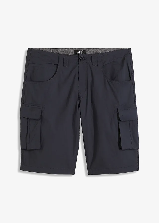 Bermuda cargo loose 100% coton • noir-gris fumé imprimé • Boutique bonprix