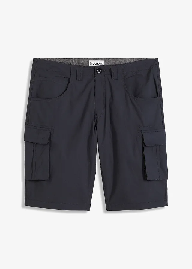 Cargo bermudy z čisté bavlny, Relaxed Fit • černo-kouřově šedá s potiskem • bonprix obchod