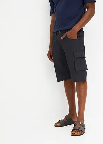 Bermuda cargo loose 100% coton, Couleur: noir/gris fumé imprimé
