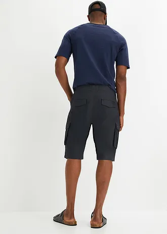 Bermuda cargo loose 100% coton, Couleur: noir/gris fumé imprimé