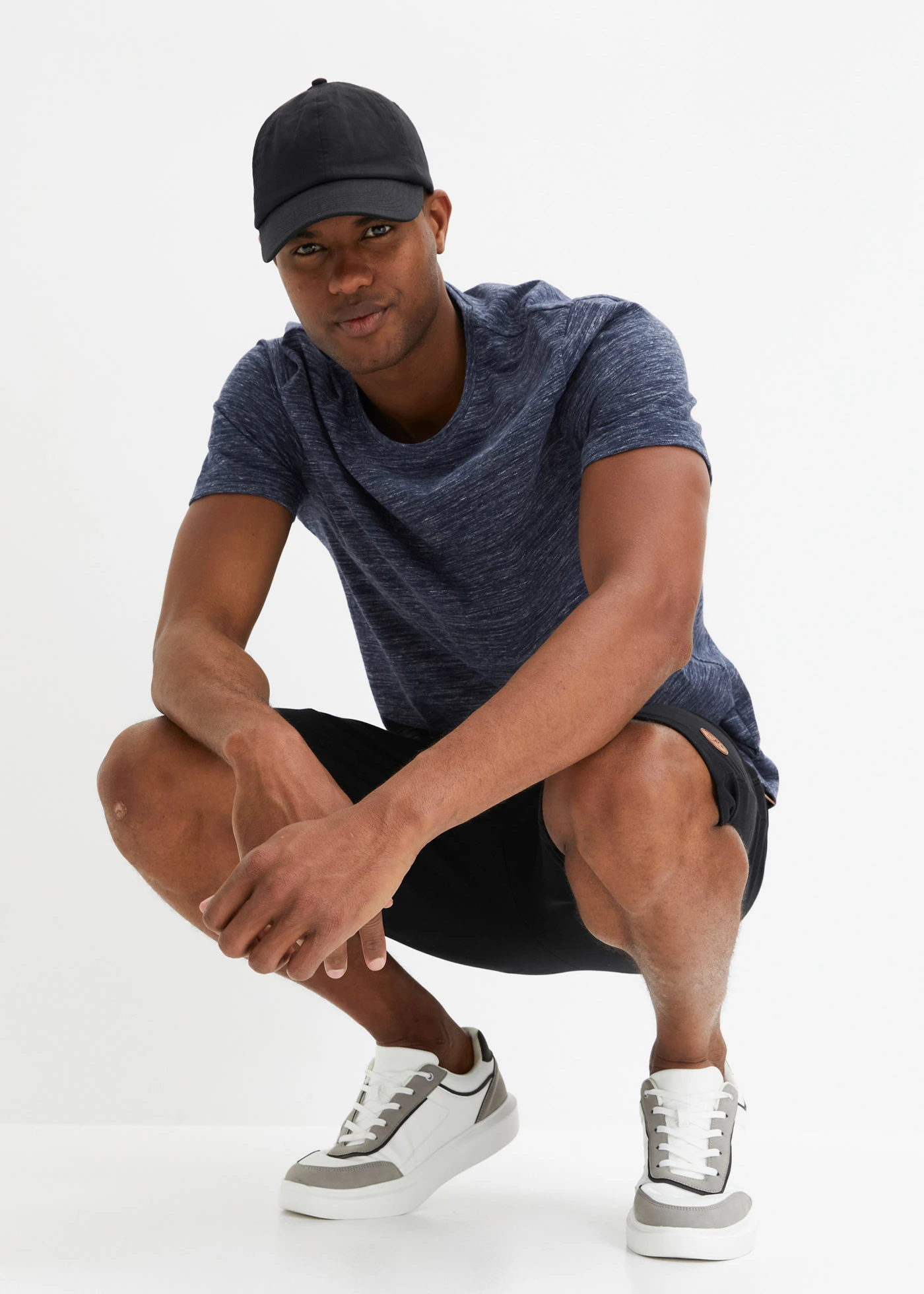 T-shirt (set van 2) • zwart gemêleerd+donkerblauw gemêleerd • bonprix online shop