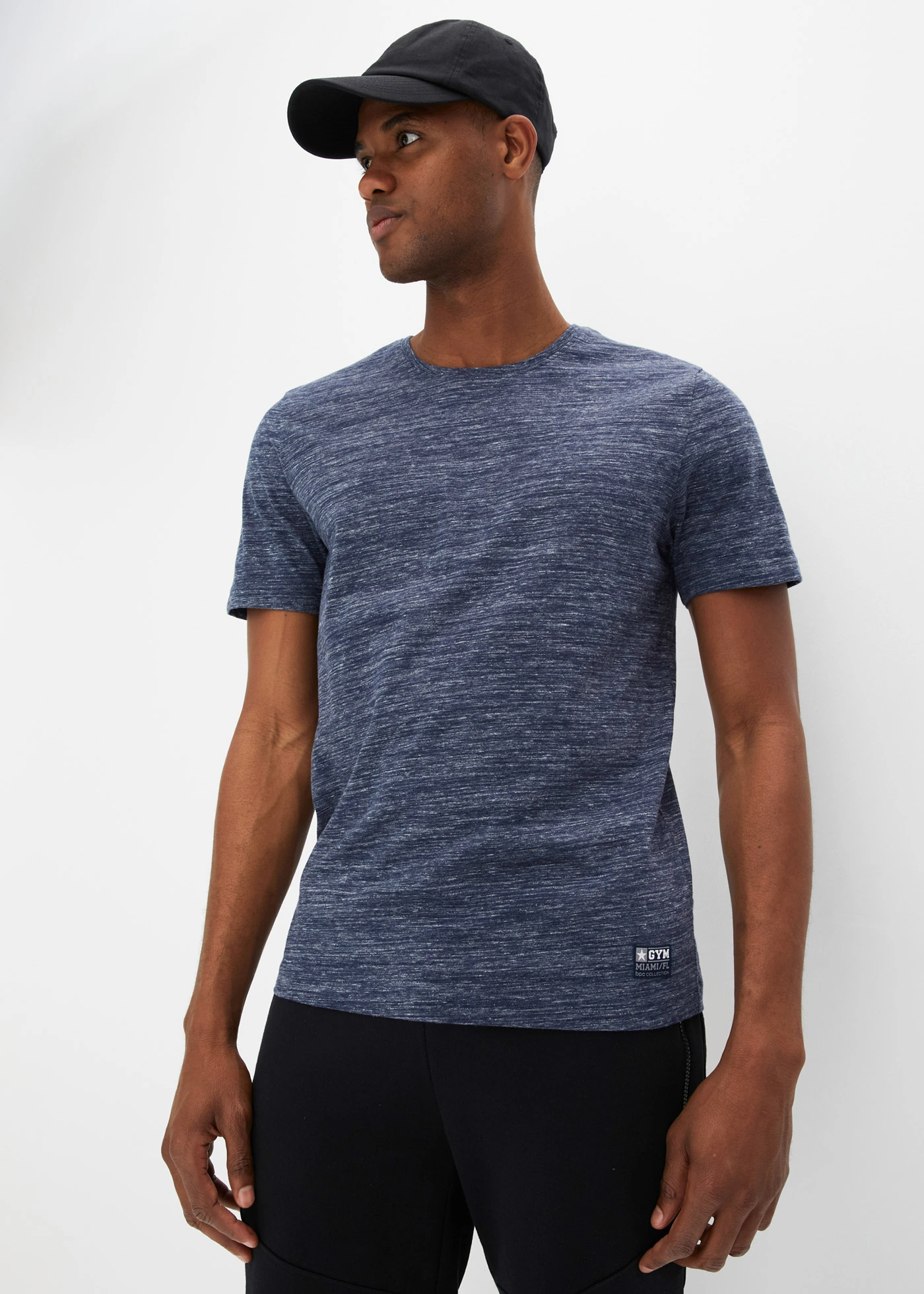 T-shirt (set van 2) • zwart gemêleerd+donkerblauw gemêleerd • bonprix online shop