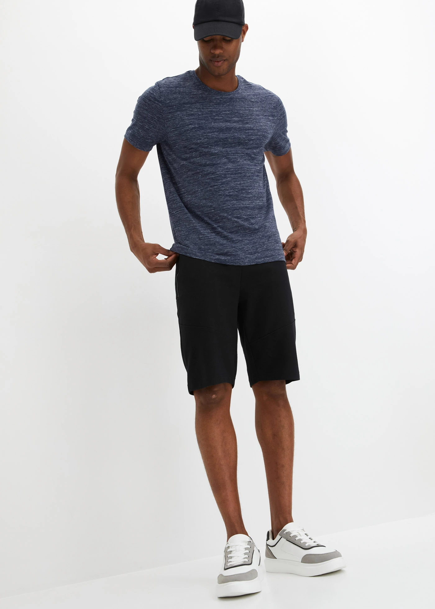 T-shirt (set van 2) • zwart gemêleerd+donkerblauw gemêleerd • bonprix online shop