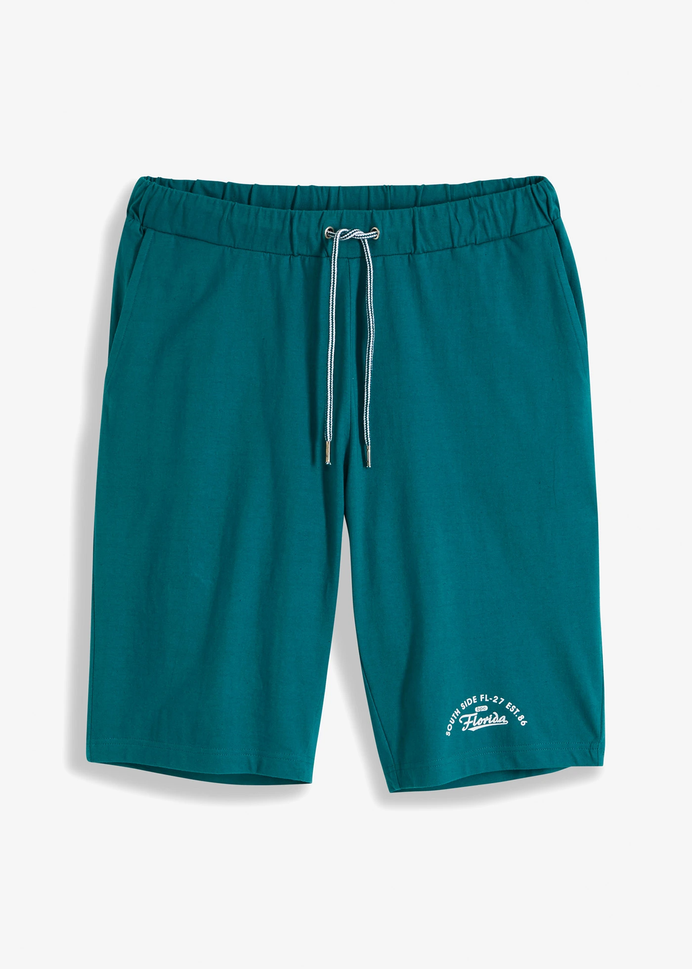 Bermuda en jersey 100% coton • pétrole imprimé • Boutique bonprix