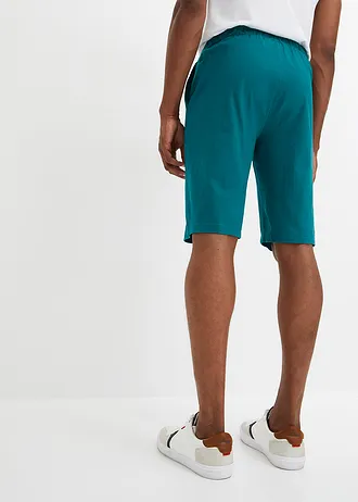Jersey bermuda van biologisch katoen, Kleur: petrol met print