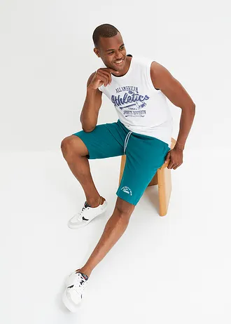 Jersey bermuda van biologisch katoen • petrol met print • bonprix online shop