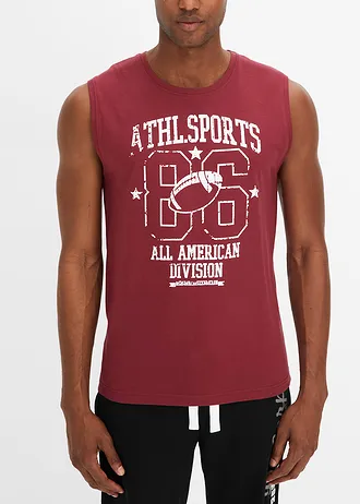 Lot de 2 débardeurs marcel 100% coton • bordeaux + vert feuille imprimé • Boutique bonprix