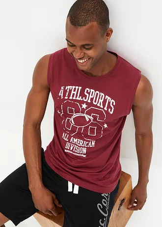 Lot de 2 débardeurs marcel 100% coton • bordeaux + vert feuille imprimé • Boutique bonprix