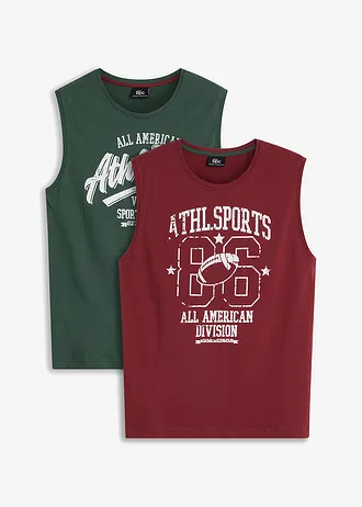 Muscle shirt (set van 2), Kleur: bordeaux+schaduwgroen