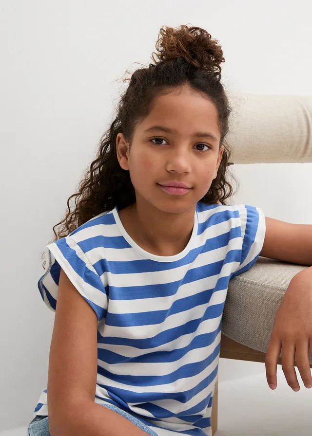Meisjes jersey shirt (set van 2) met biologisch katoen • wolwit-hemelblauw • product-page.page-title-suffix
