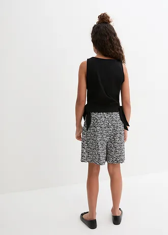 Dívčí žerzejový top a šortky, s organickou bavlnou (2dílná souprava), barva: černá + bílá