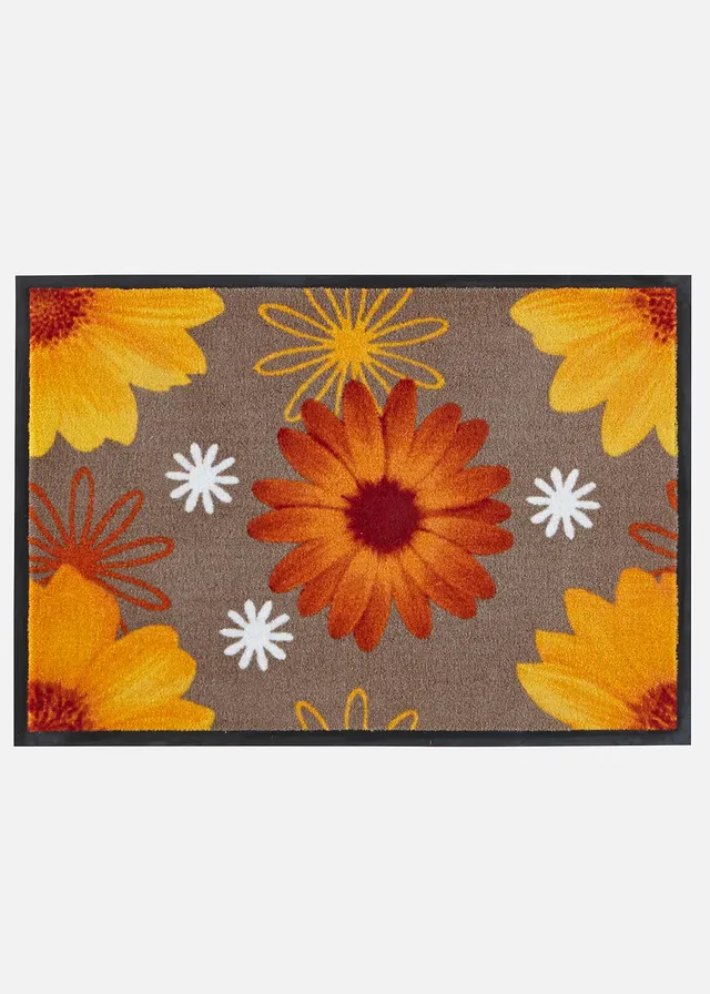 Paillasson motif floral, Couleur: terre cuite