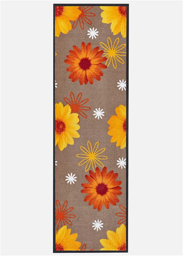 Paillasson motif floral, Couleur: terre cuite