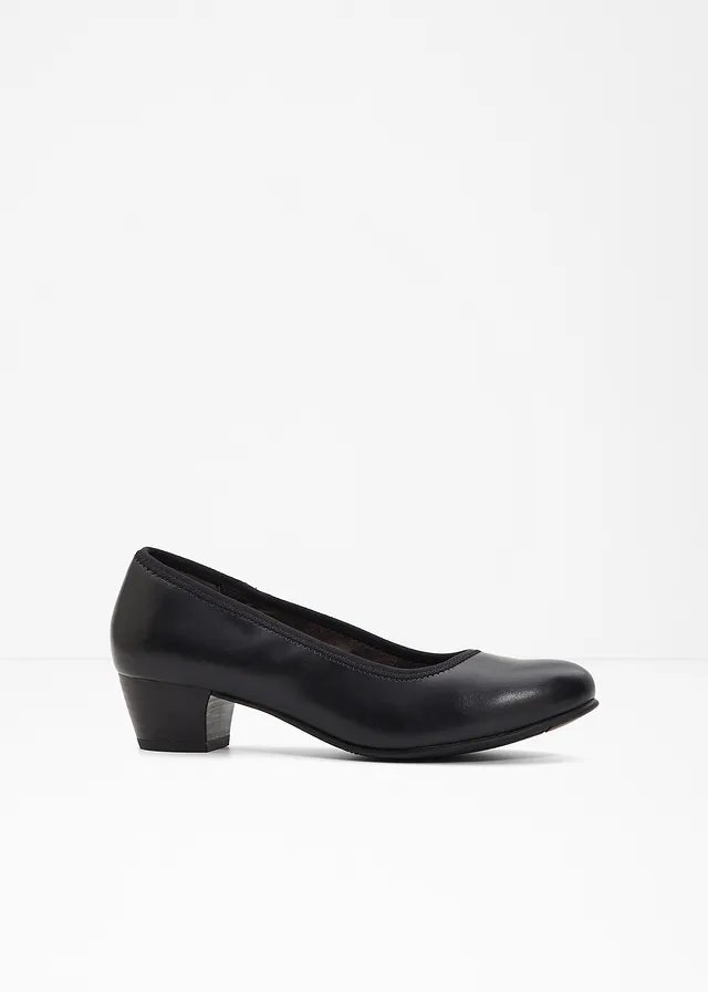 Pantofi Jana cu toc, lățime comodă, culoare: negru