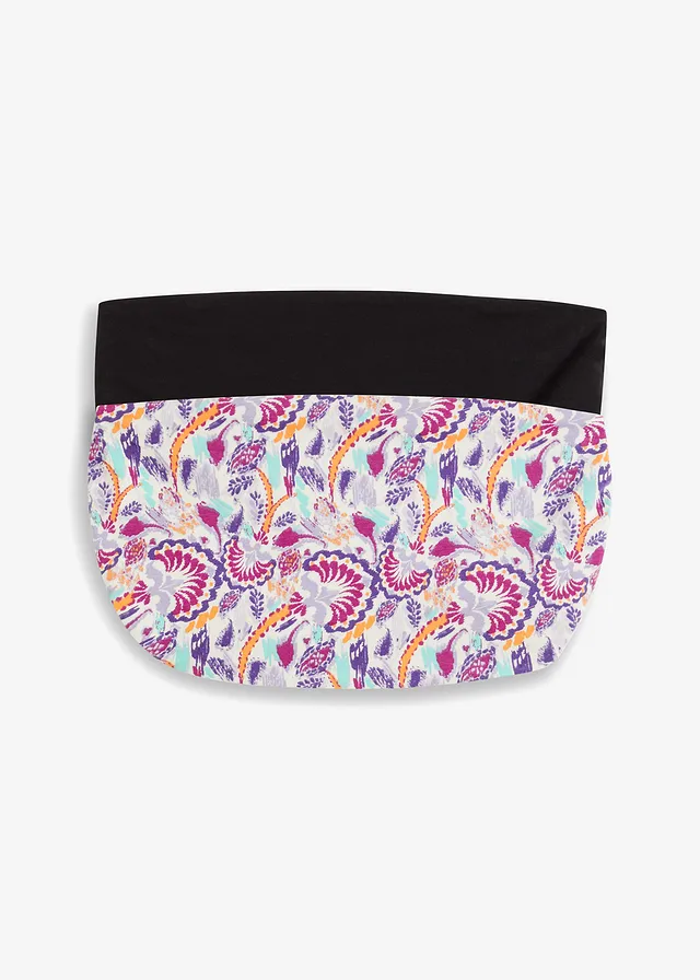 Top bandeau (2 ks) • dymovo levanduľová potlačená + čierna • obchod bonprix