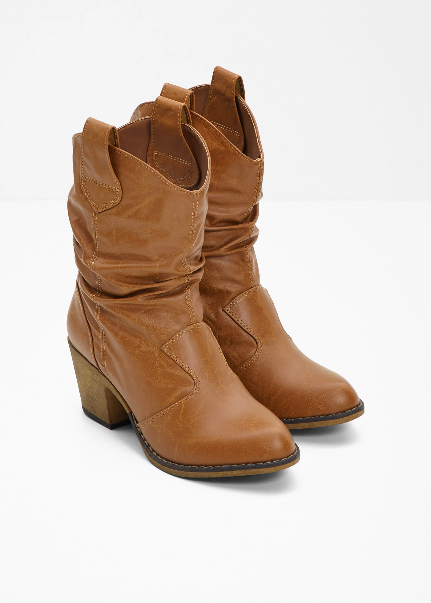 Cowboylaarsjes met plooitjes • cognac • bonprix online shop