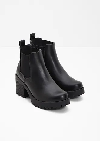 Bottines Chelsea à talon carré • noir • Boutique bonprix