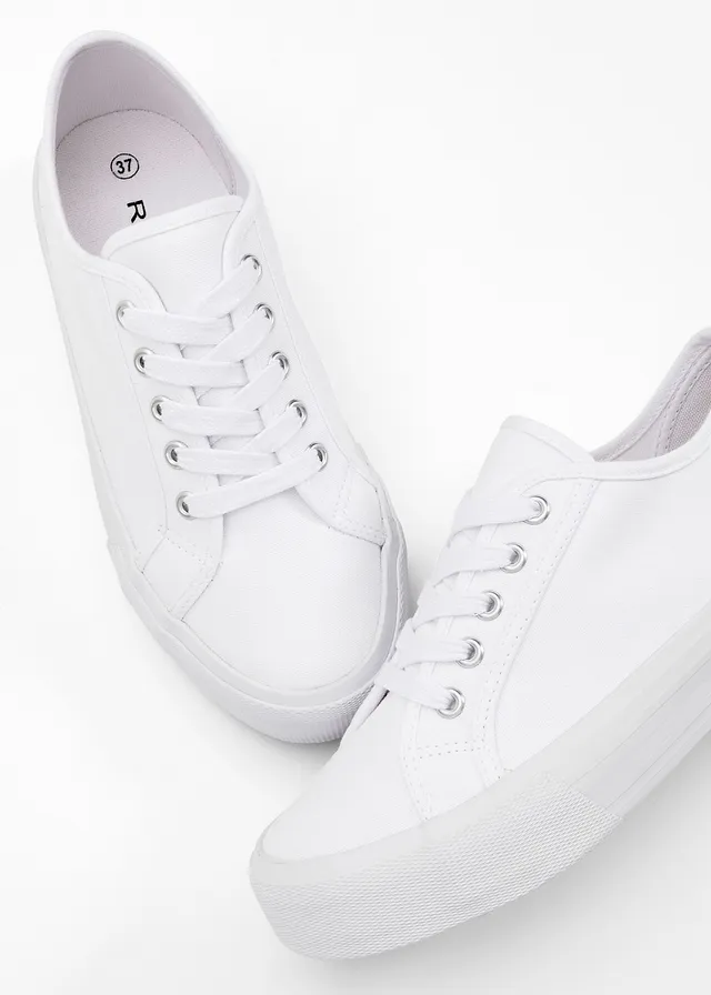 Plateau sneakers van katoen-canvas • wit • product-page.page-title-suffix