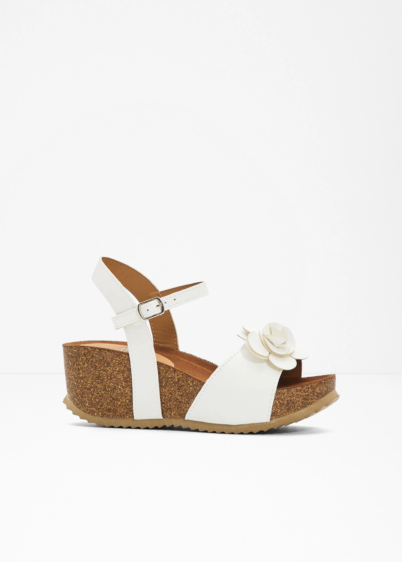 Sandaletten met sleehak en bloem • wit • bonprix online shop